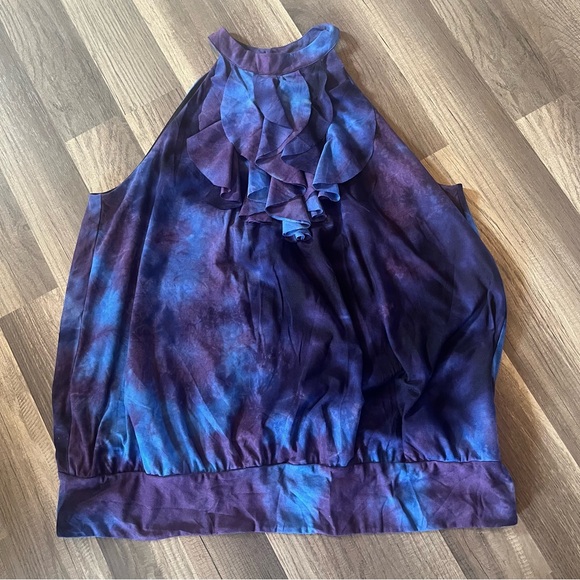 LANE BRYANT Sleeveless Ruffle Center Purple & Blue Tye Dye Tank Plus SZ 18/20 - Picture 8 of 11